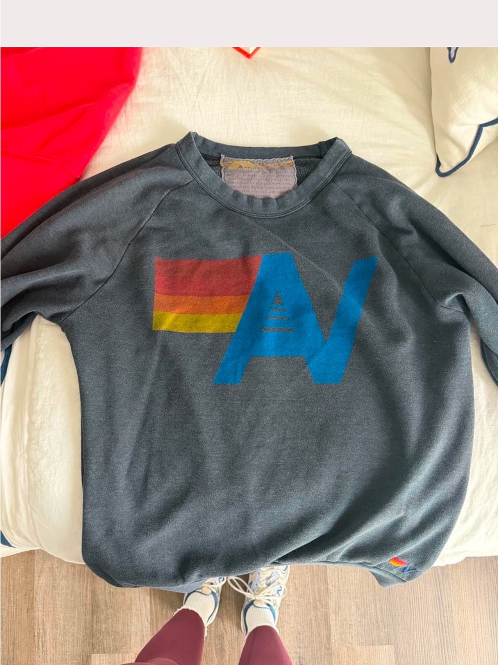 Women’s Charcoal Crewneck Sweatshirt with Blue 'A' Graphic